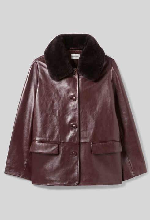 Chaqueta de cuero estilo oversize