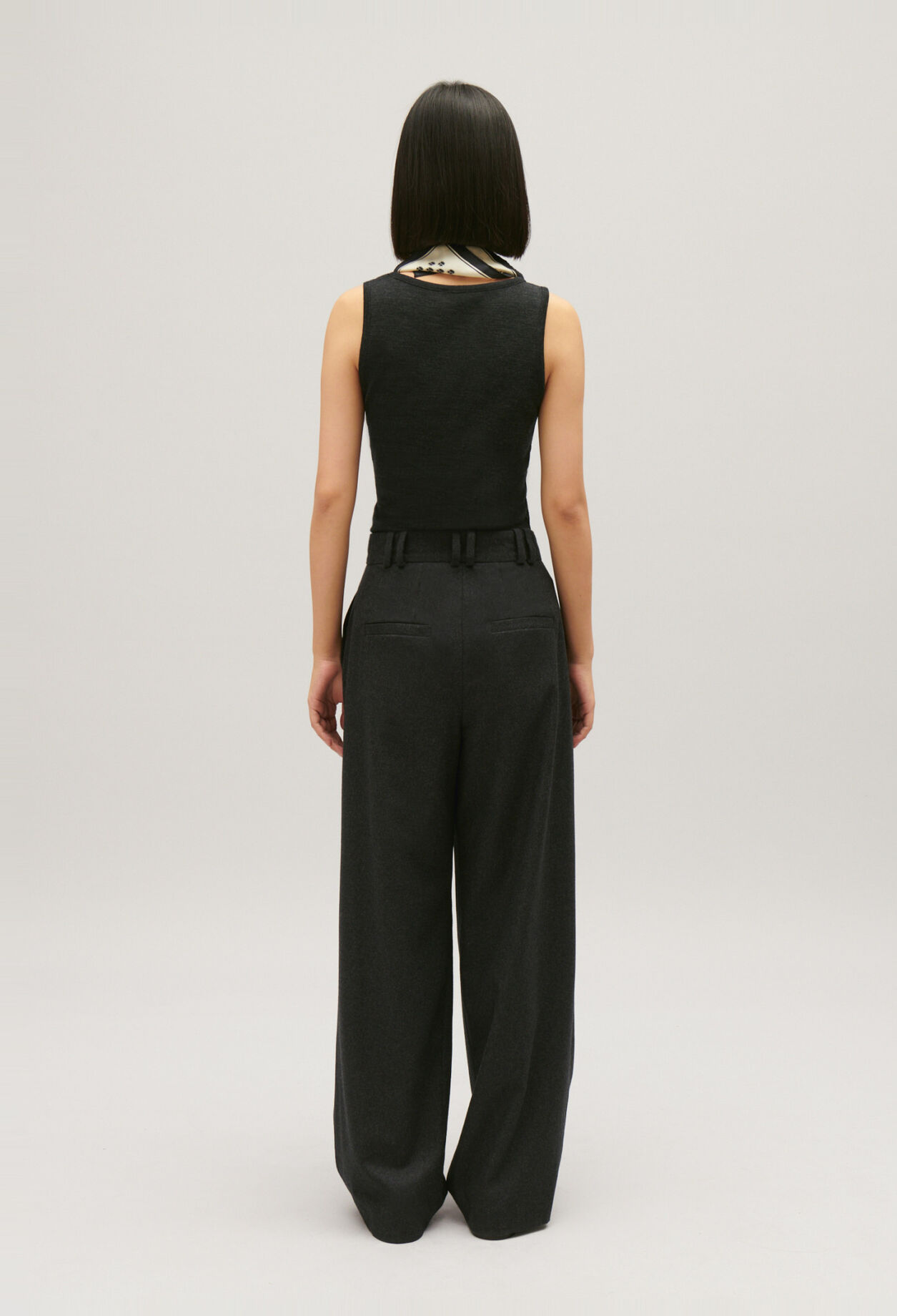 Pantalón ancho gris chiné