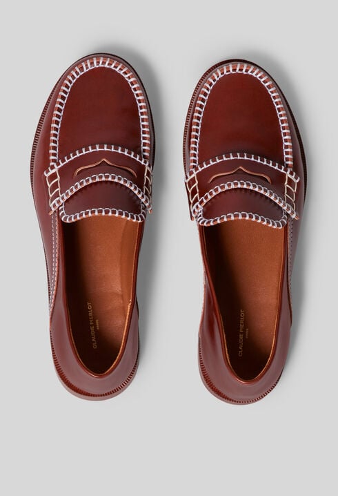 Sandalias de piel lisa y pespuntes