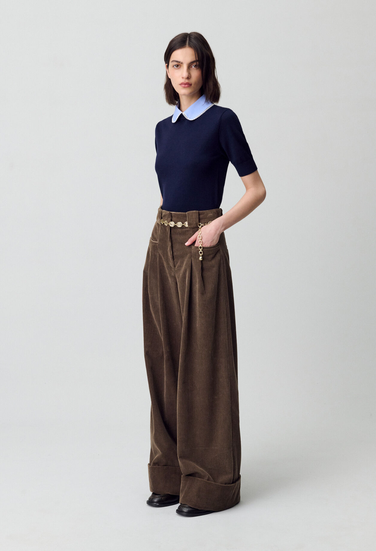 Pantalón amplio de terciopelo