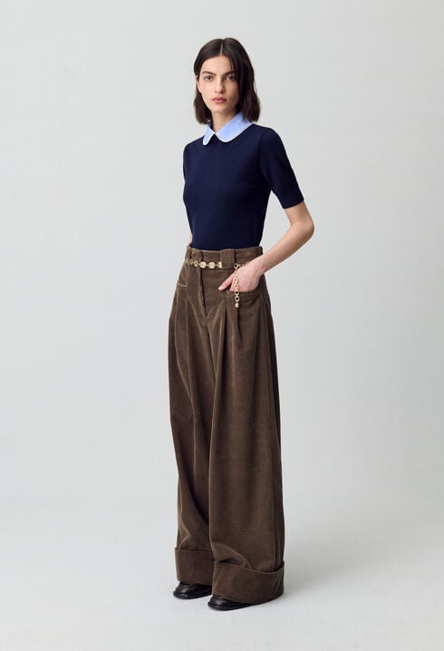 Pantalón amplio de terciopelo