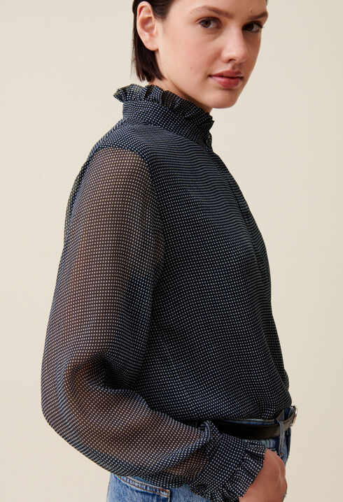 Camisa fluida a cuadros pequeños