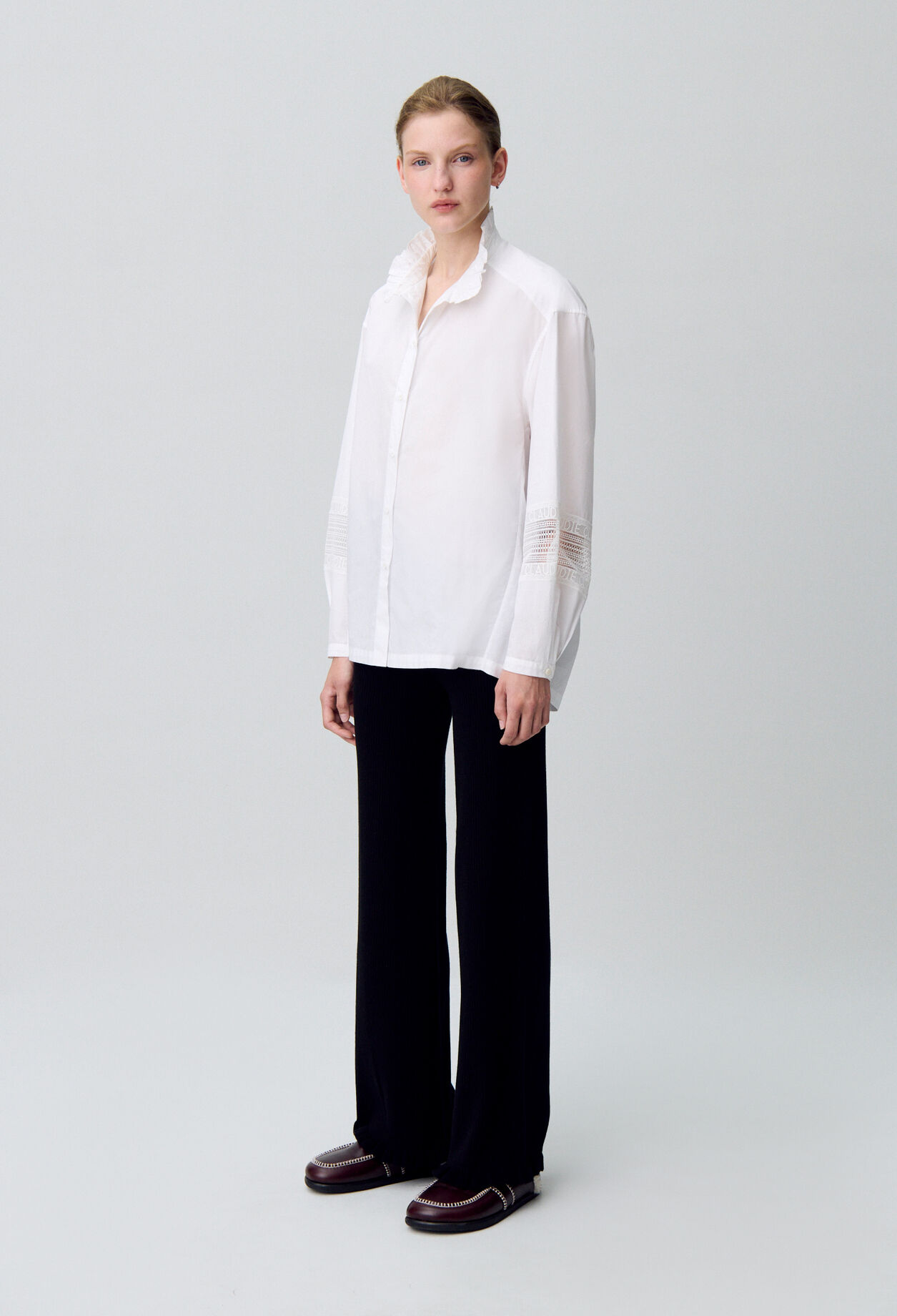 Camisa algodón cuello volante