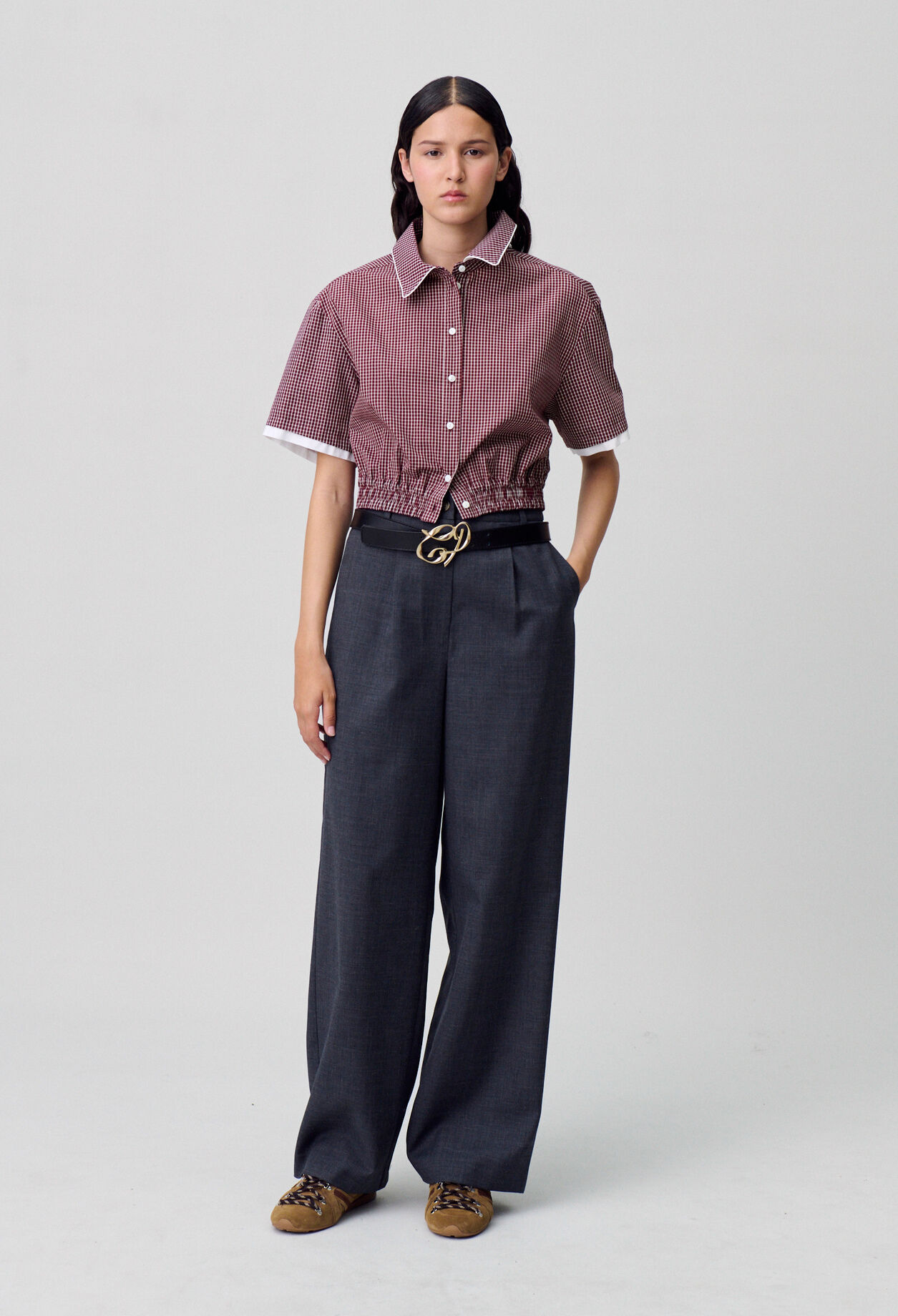 Camisa corta de cuadros