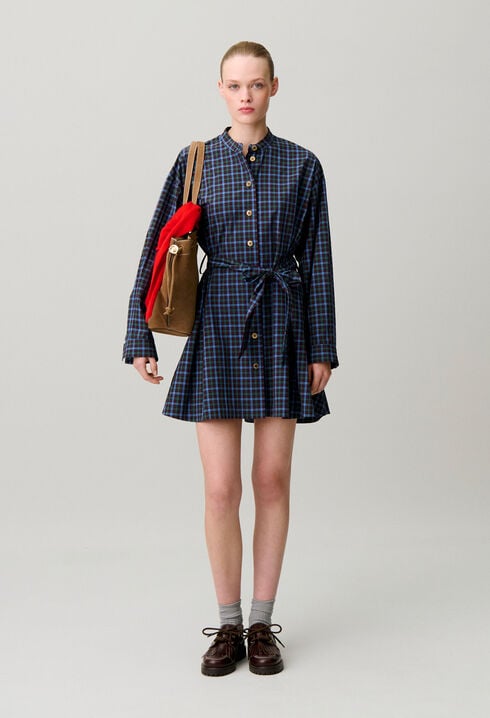 Vestido camisero algod&oacute;n a cuadros