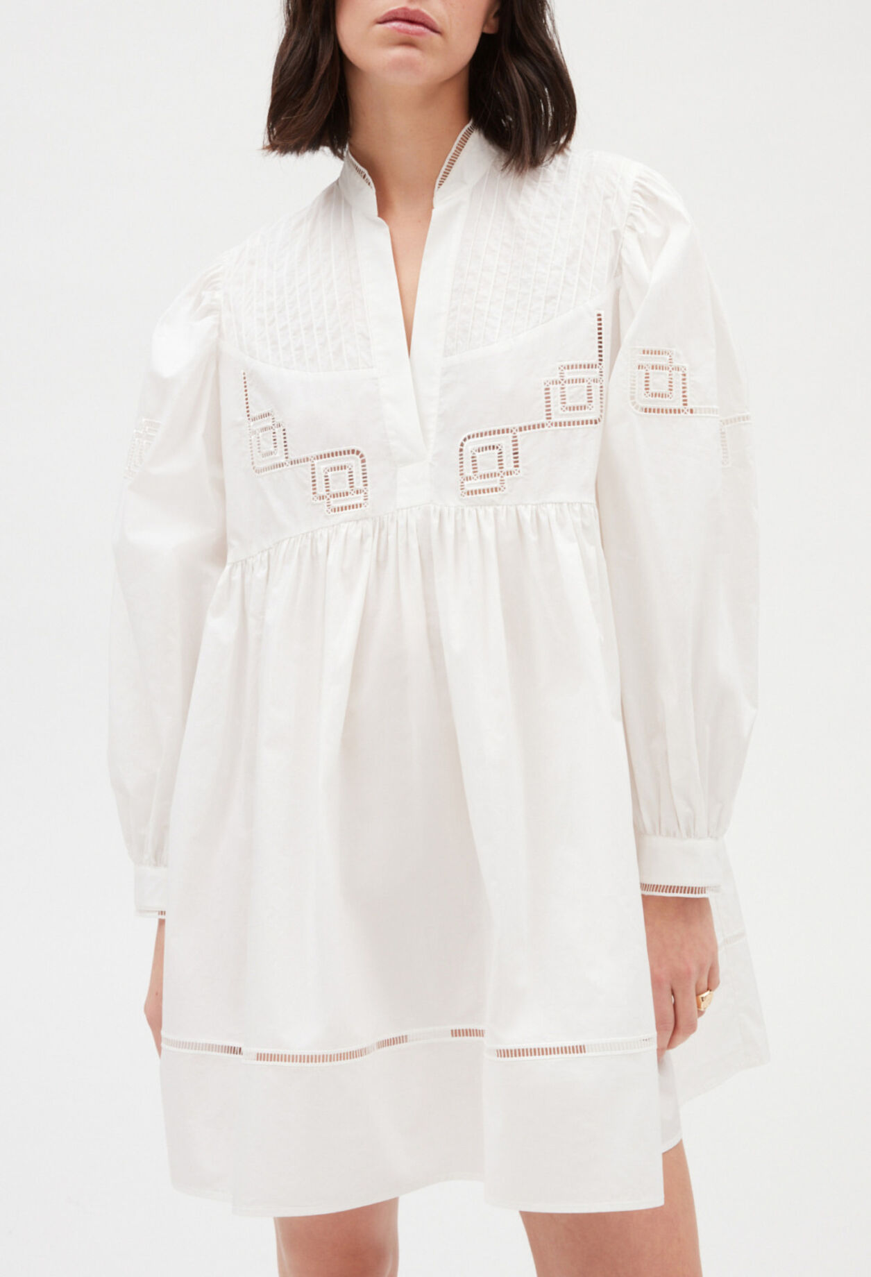Vestido corto algodón bordado blanco