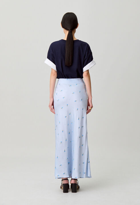 Falda satinada de flores