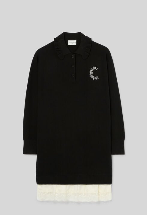 Vestido jersey sat&eacute;n y encaje