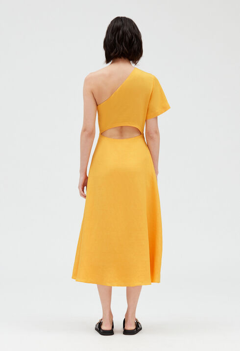 Vestido midi asimétrico amarillo