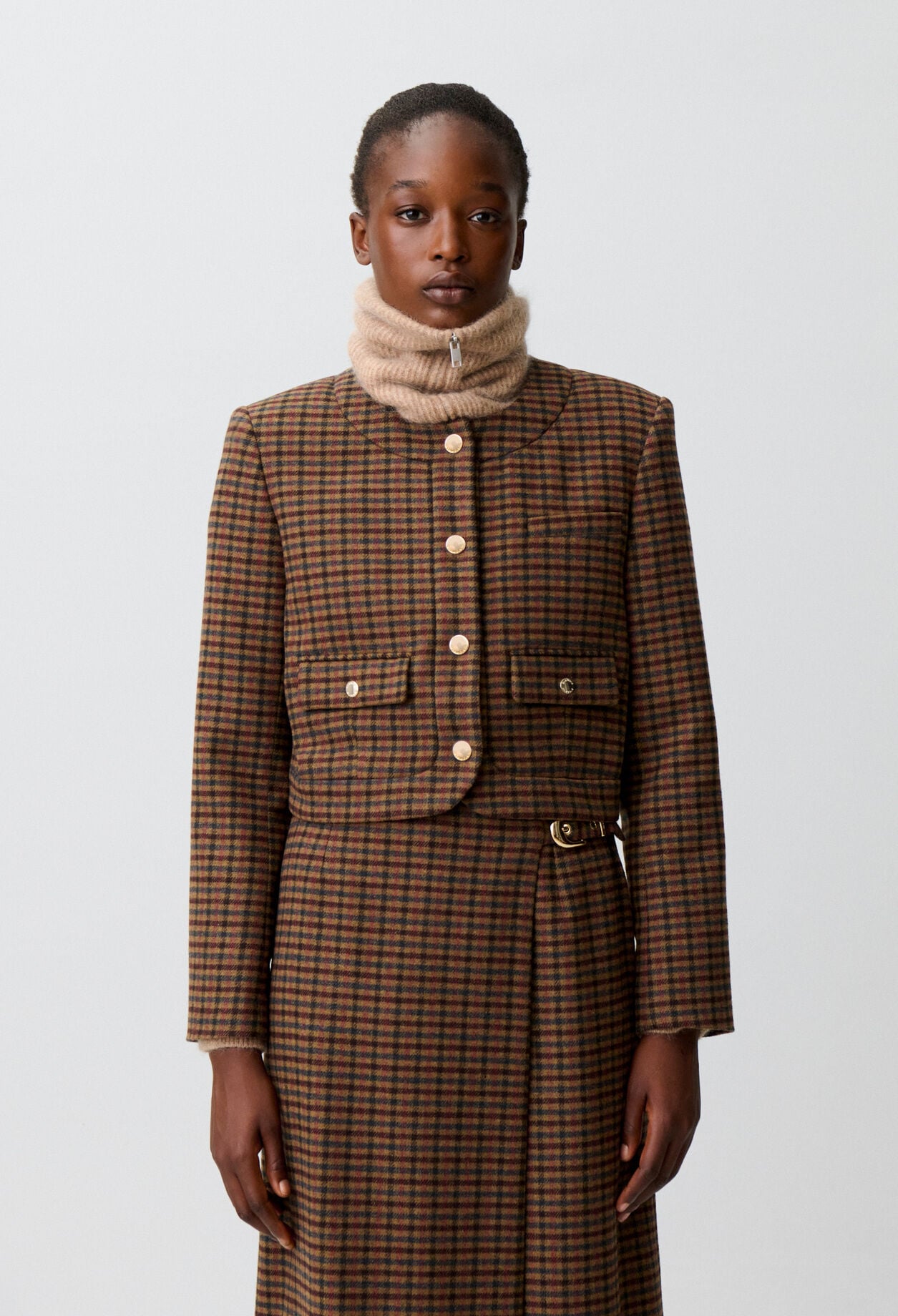 Chaqueta recta de cuadros