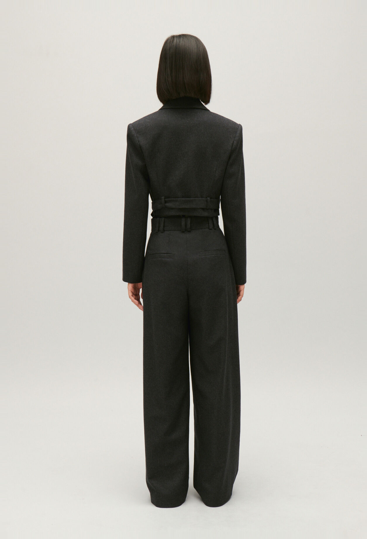 Chaqueta de traje corta gris chiné