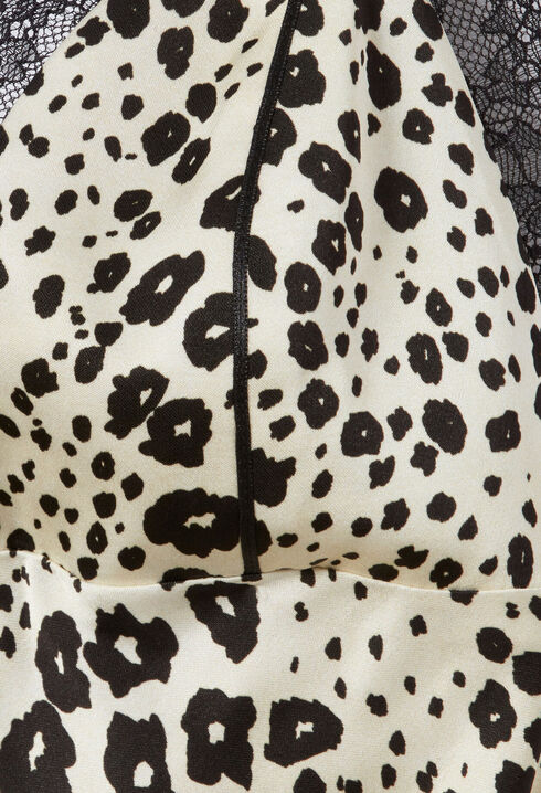 Vestido de satén estampado animal