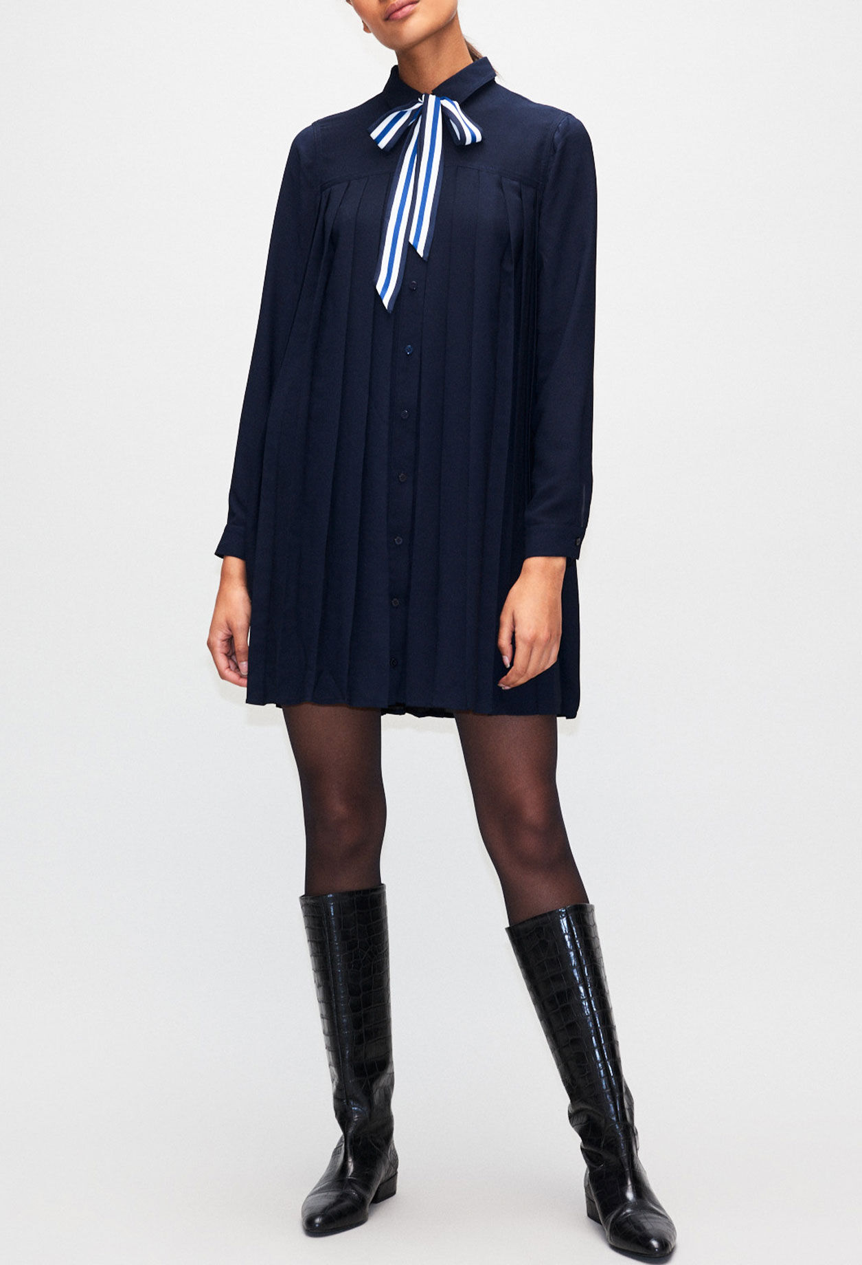 Vestido camisero plisado Lavallière