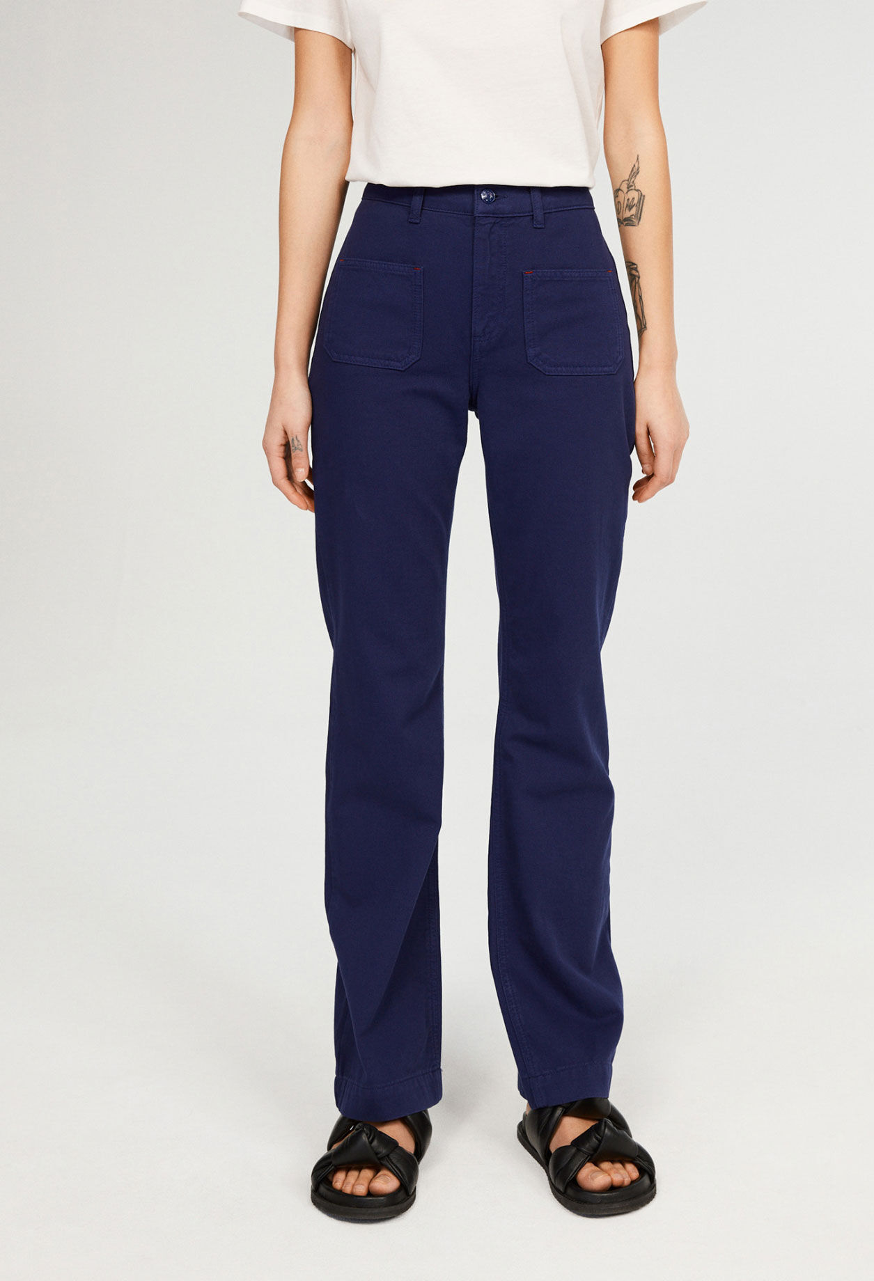 Pantalón campana talle alto algodón bio