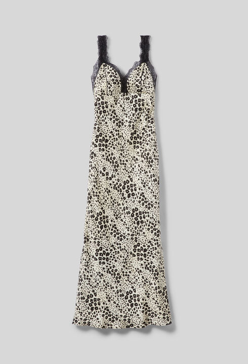 Vestido de satén estampado animal