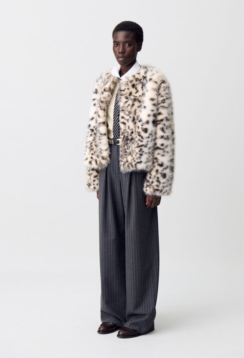 Abrigo de piel sintética leopardo