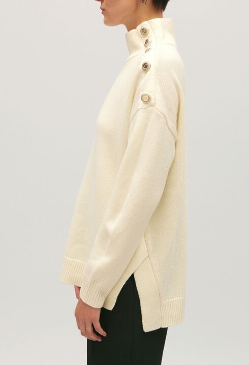 Jersey de cuello alto color crudo