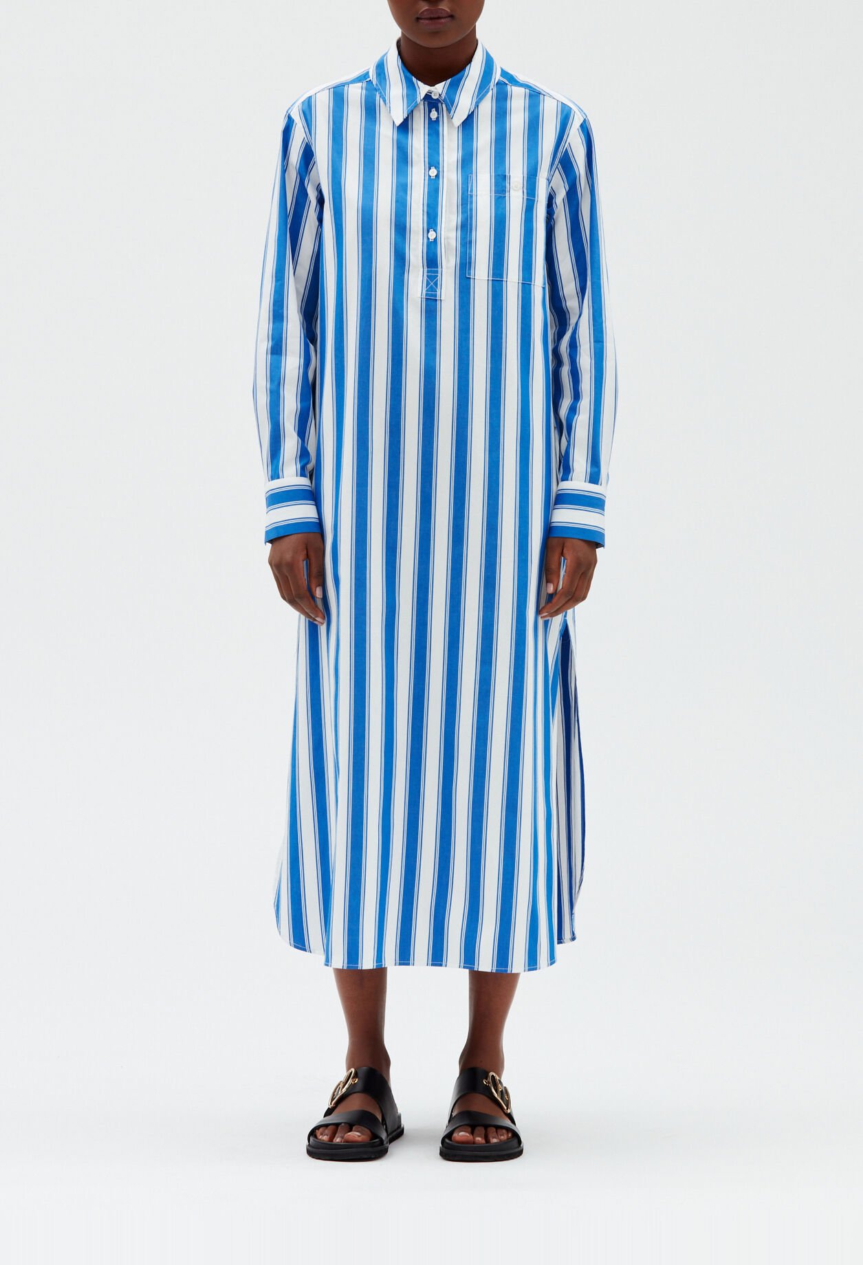 Vestido camisero a rayas azul