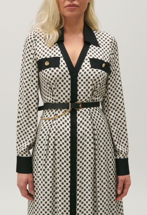 Vestido largo estampado CP en blanco