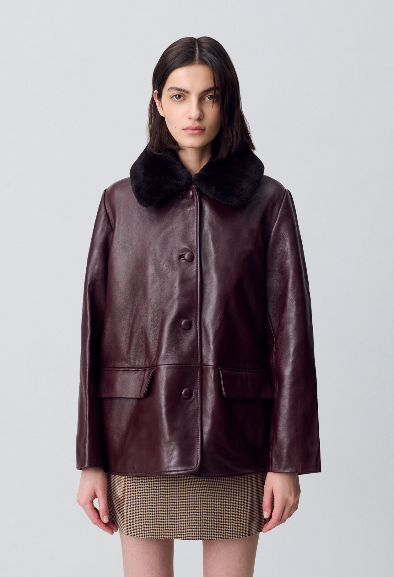 Chaqueta de cuero estilo oversize