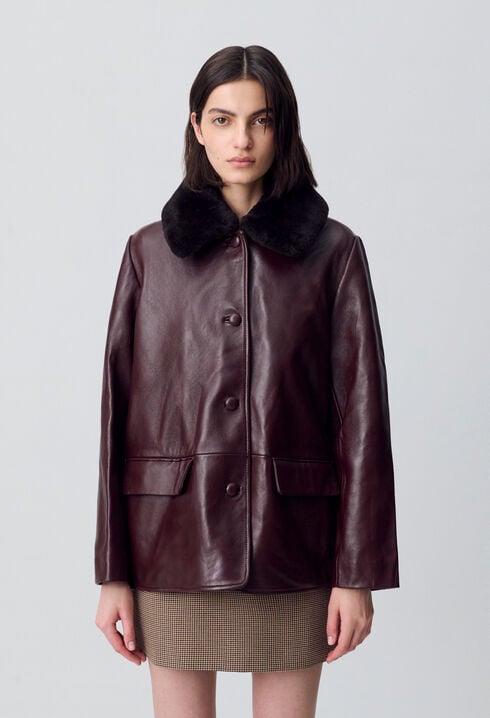 Chaqueta de cuero estilo oversize