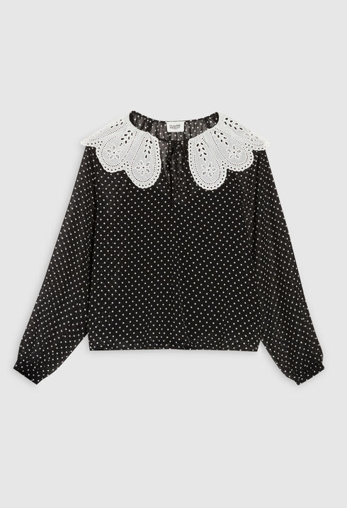 Blusa de lunares con cuello babero