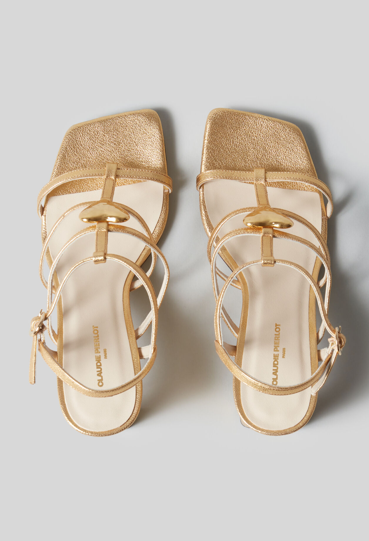 Sandalias de tacón de cuero