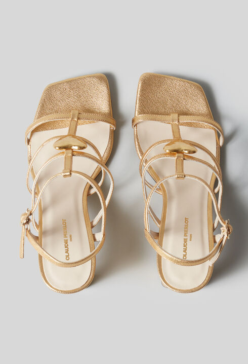 Sandalias de tacón de cuero
