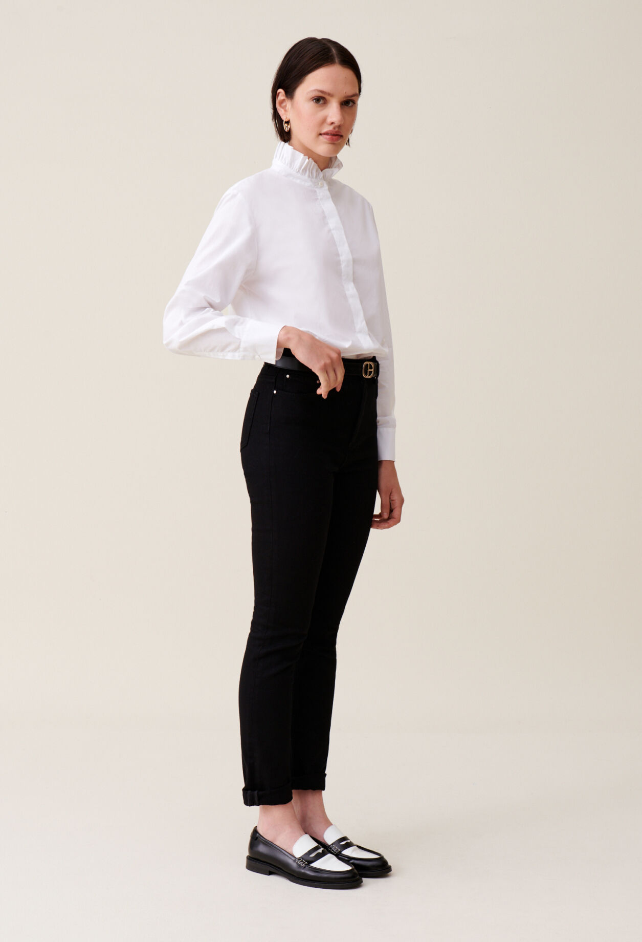 Camisa cuello volantes blanca
