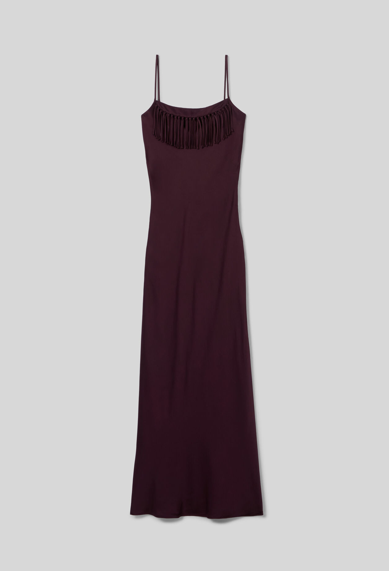 Vestido fluido satinado con flecos