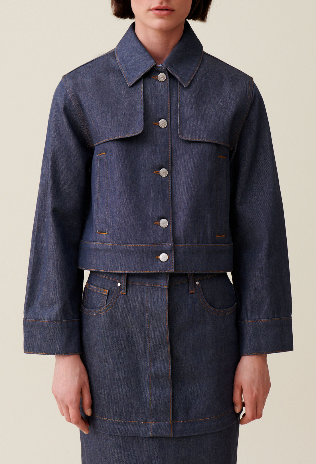 Chaqueta denim oscuro ancha