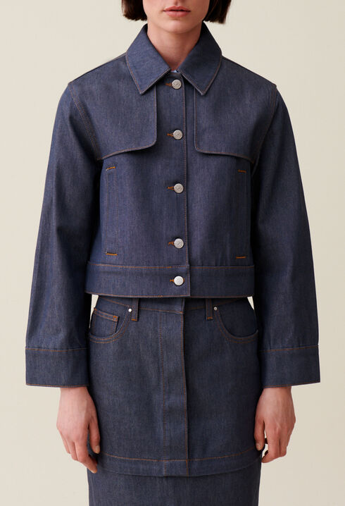 Chaqueta denim oscuro ancha