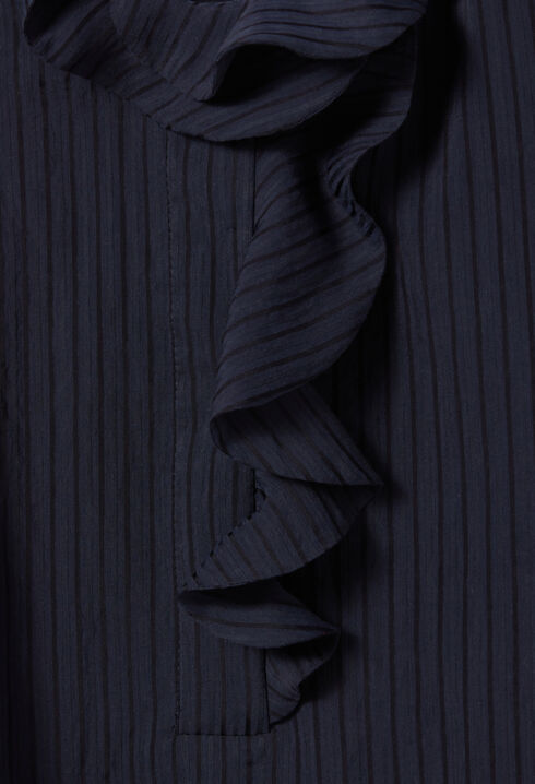 Blusa de rayas volantes azul oscuro