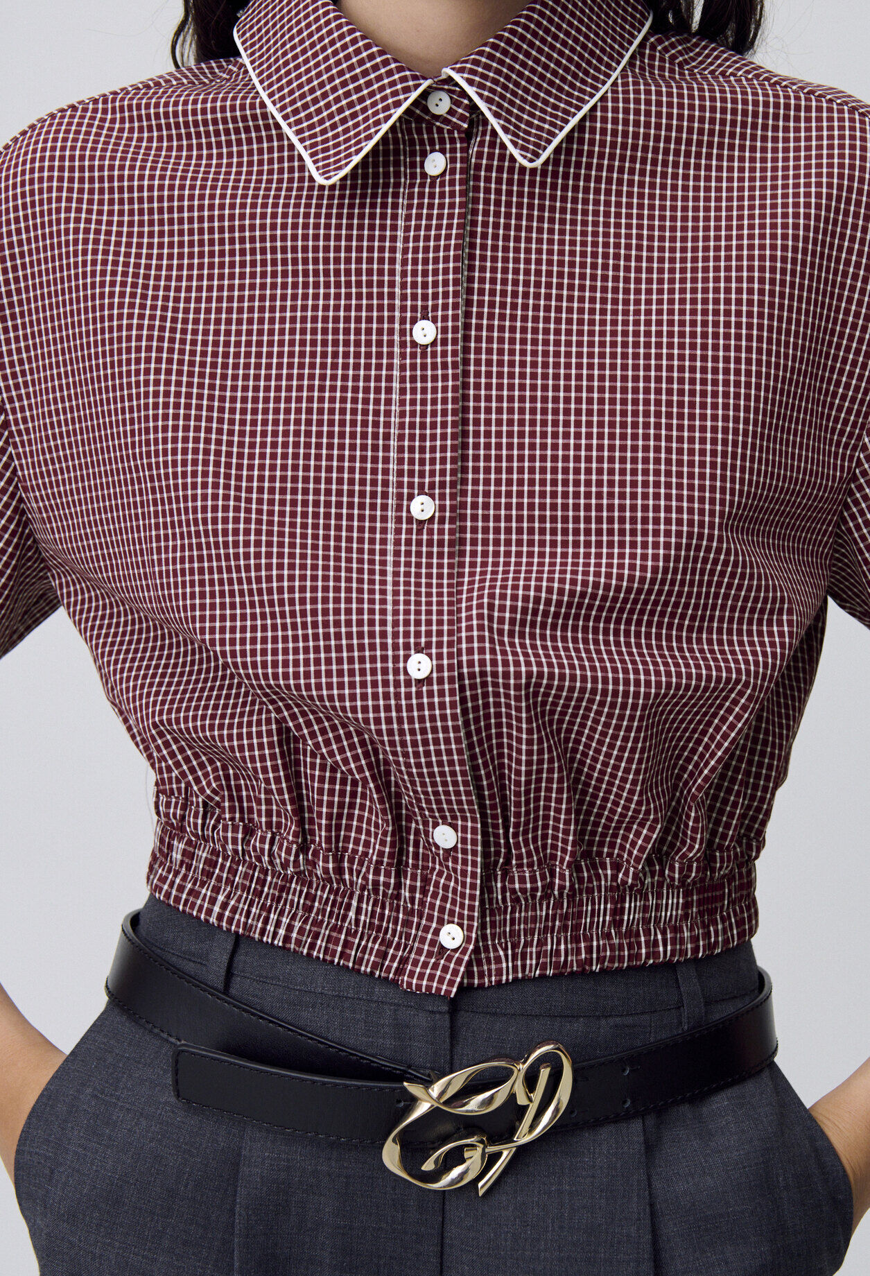 Camisa corta de cuadros
