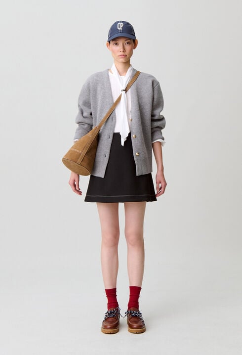 Falda recta pespuntes contraste