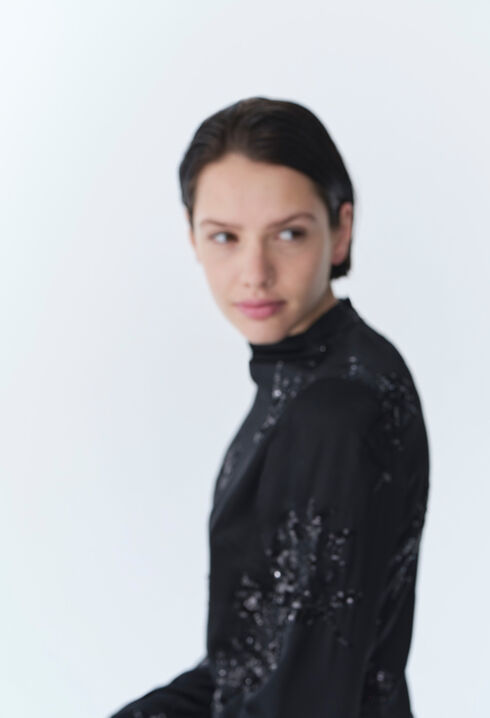 Vestido corto negro lentejuelas