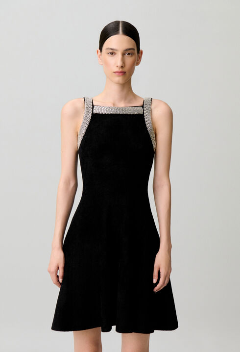 Vestido evas&eacute; terciopelo perlas