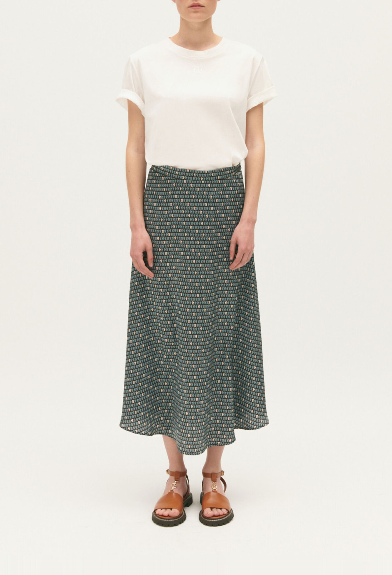 Falda midi estampada