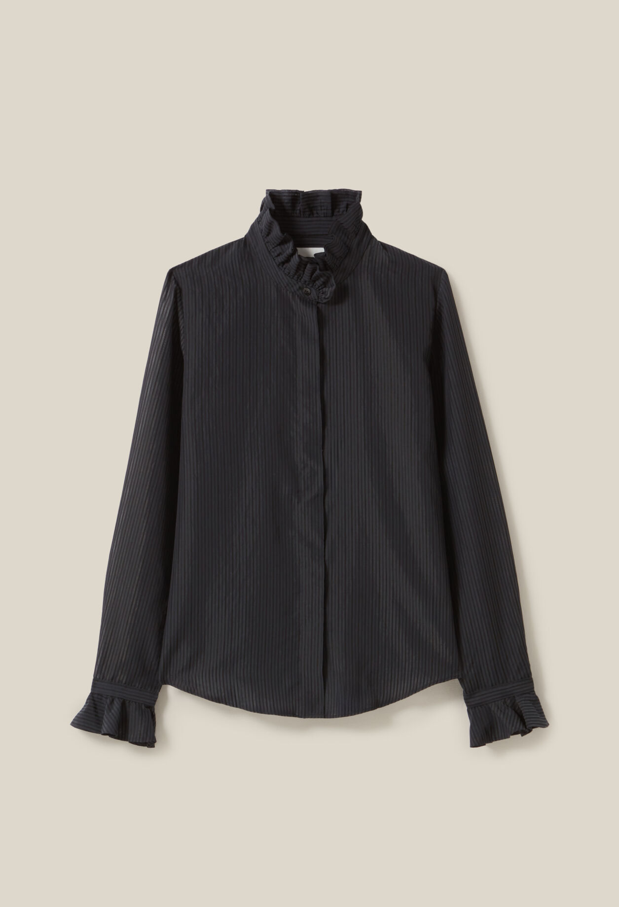 Blusa fluida cuello volante a rayas