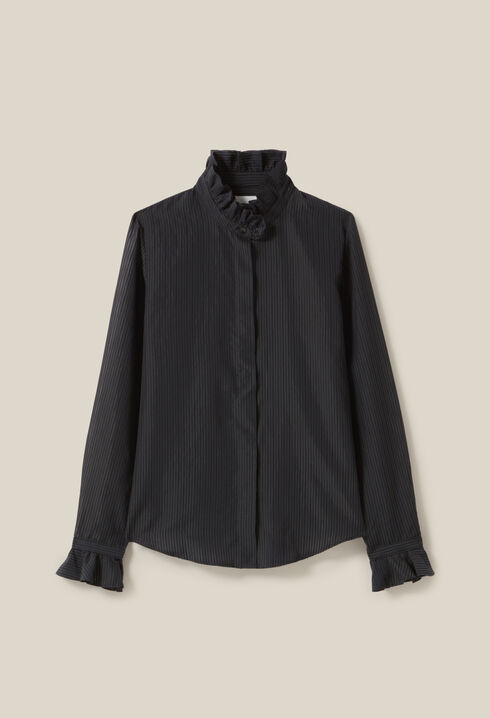 Blusa fluida cuello volante a rayas