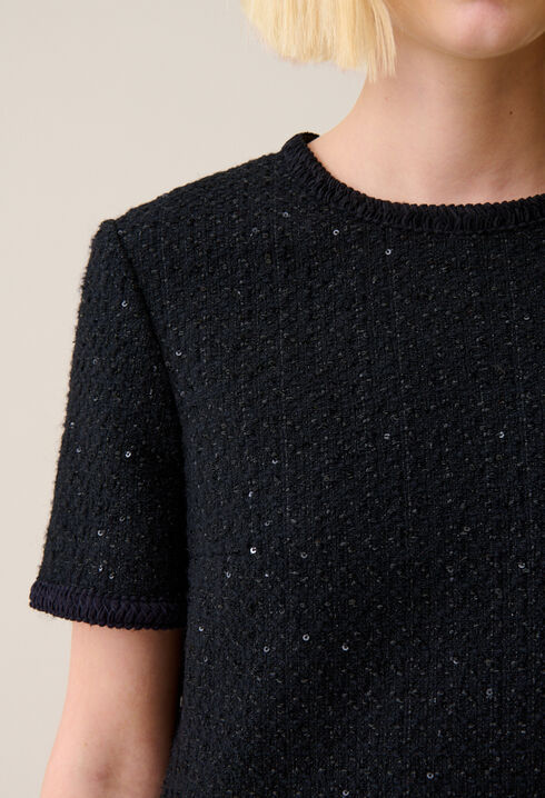 Vestido corto de tweed negro