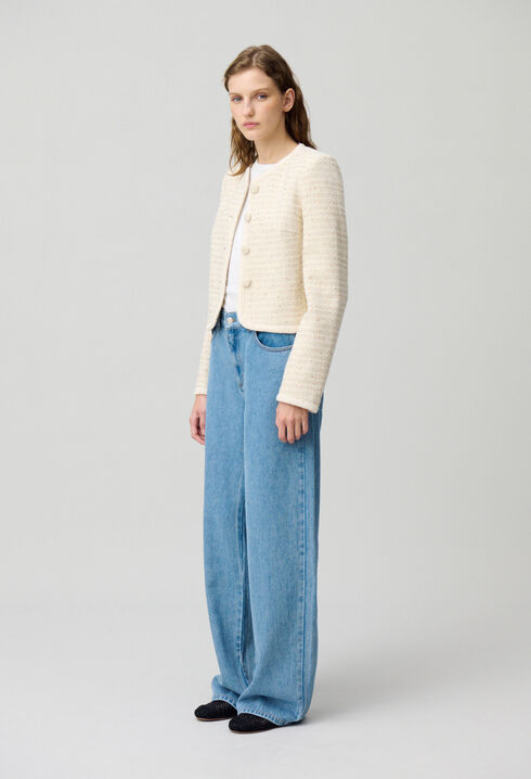 Chaqueta corta de tweed con botones