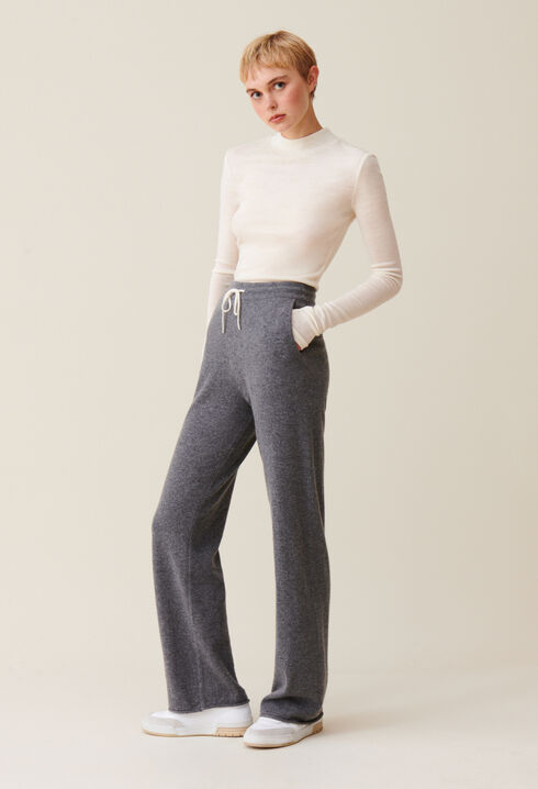 Pantalón fluido gris de cachemir
