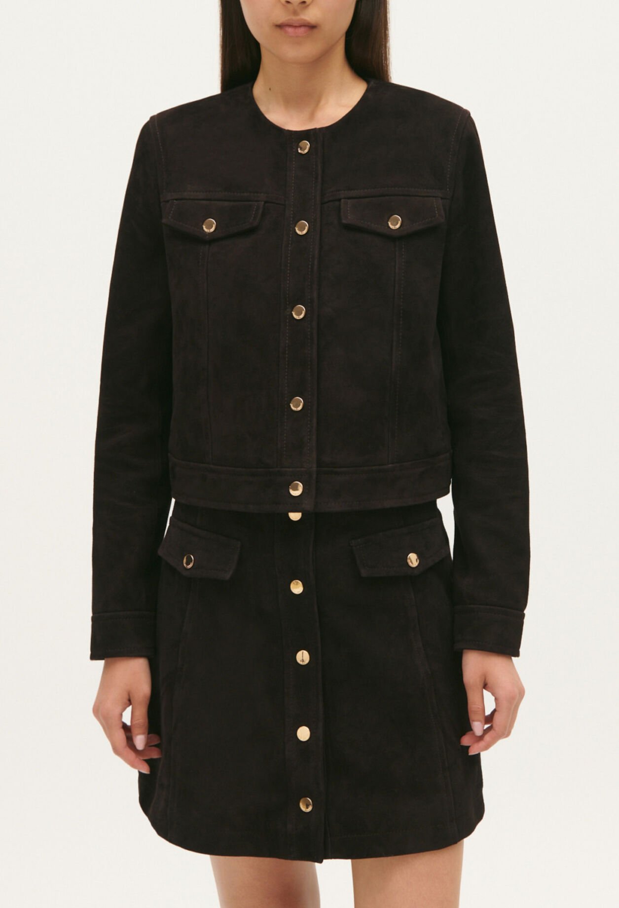 Chaqueta de piel color chocolate