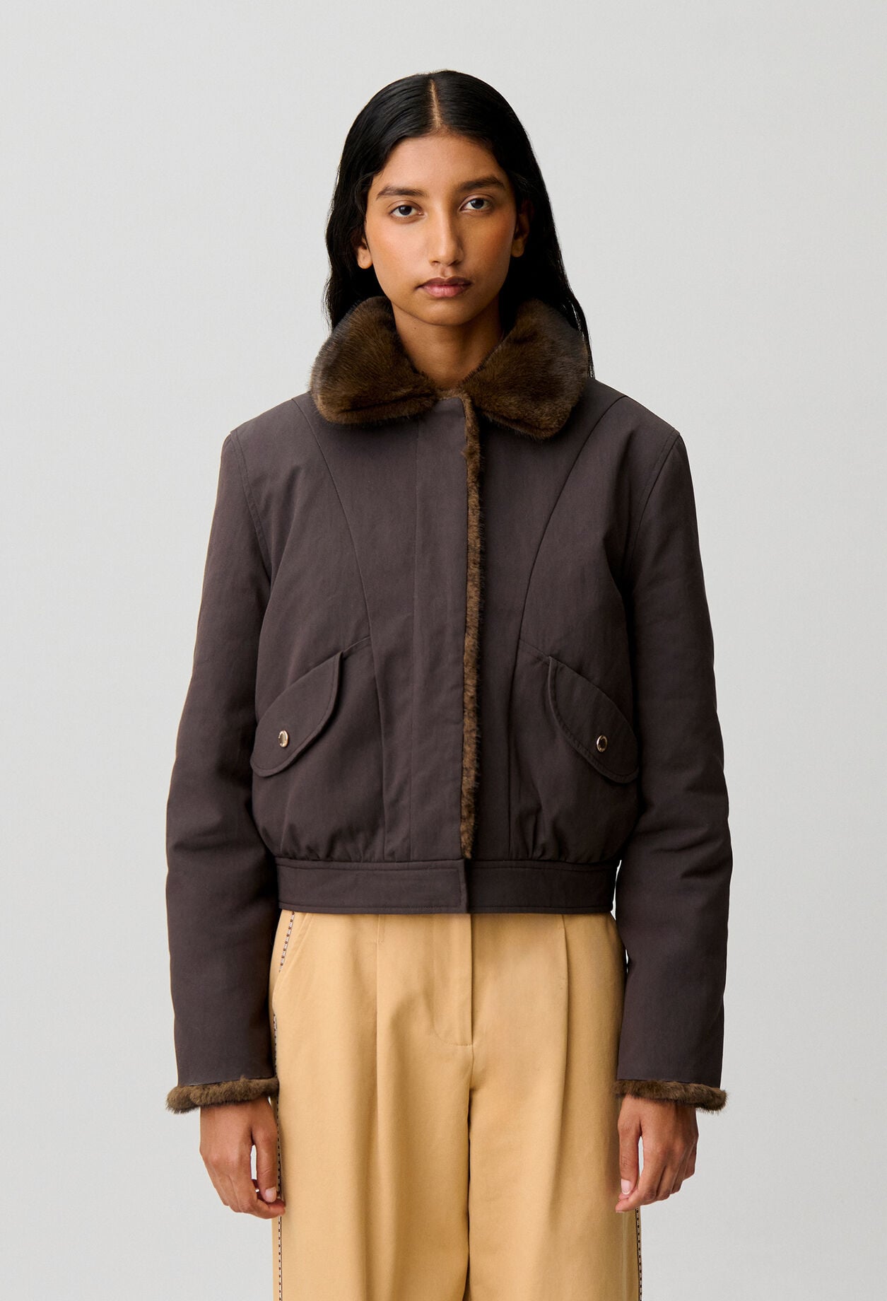 Parka corta de nylon reversible