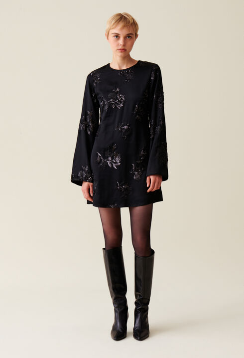 Vestido corto negro lentejuelas