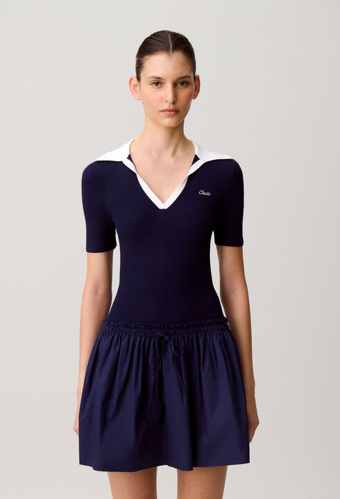 Vestido bimateria de punto