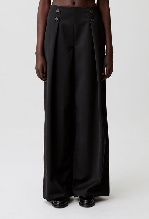 Pantalón ancho de mezcla de lana