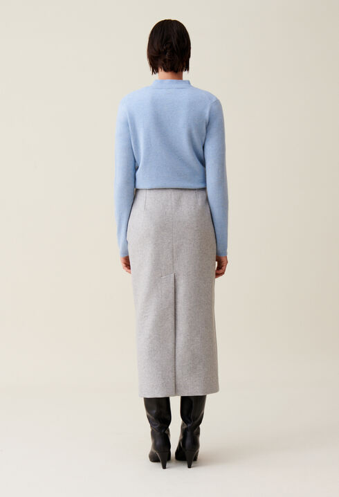 Falda lápiz gris de talle alto