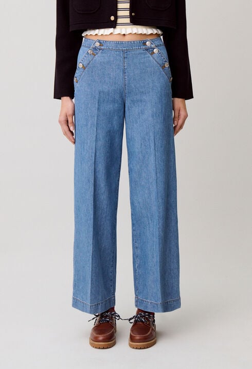 Vaquero con puente de denim